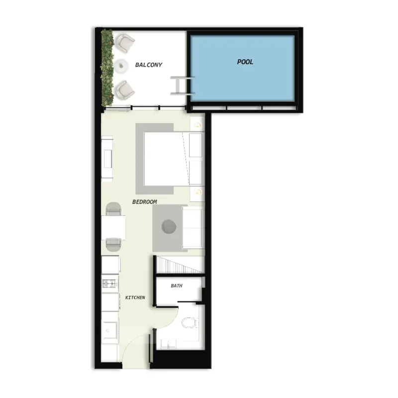 Studio + Pool floor plan