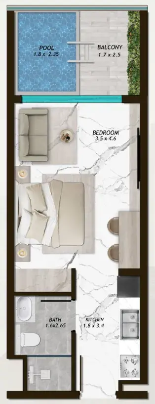 Studio apartments - Samana Parkville floor plan