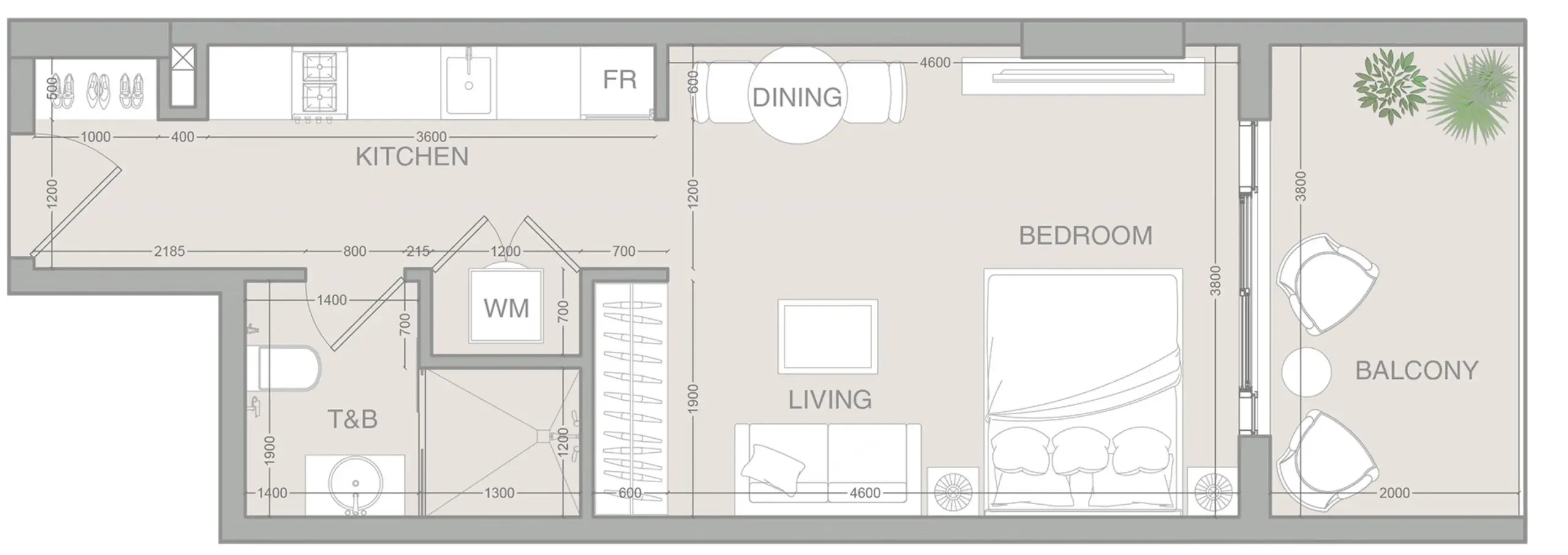 Studio apartments - VERDAN1A floor plan