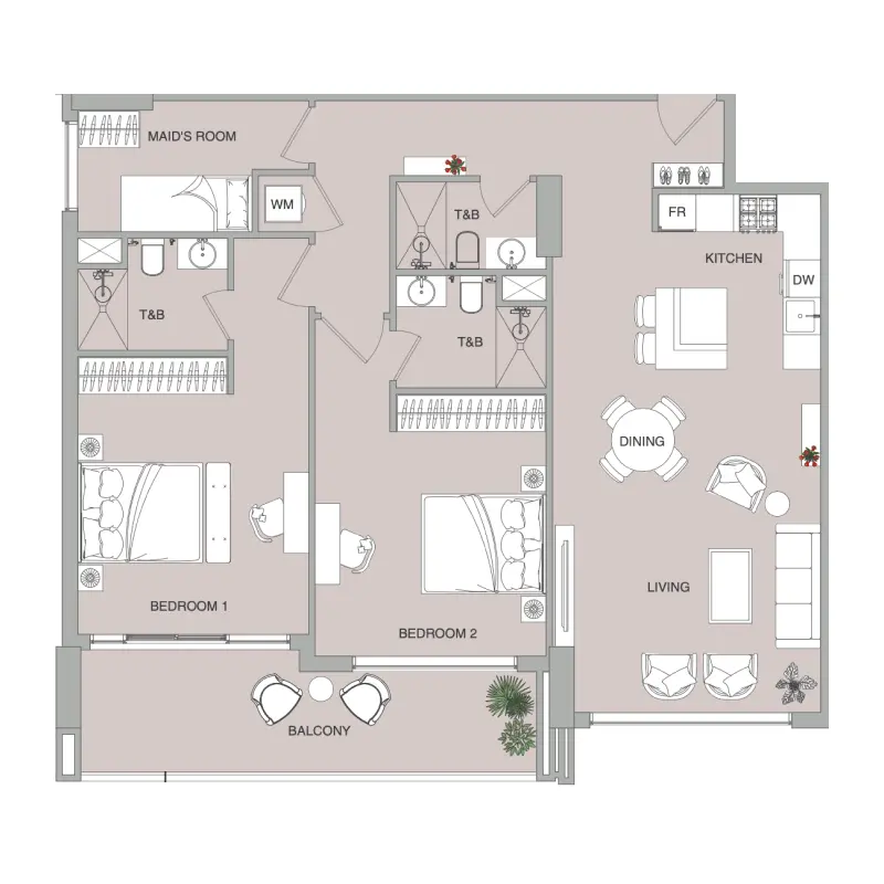 2,5 bedroom Apartments -  VERDAN1A floor plan