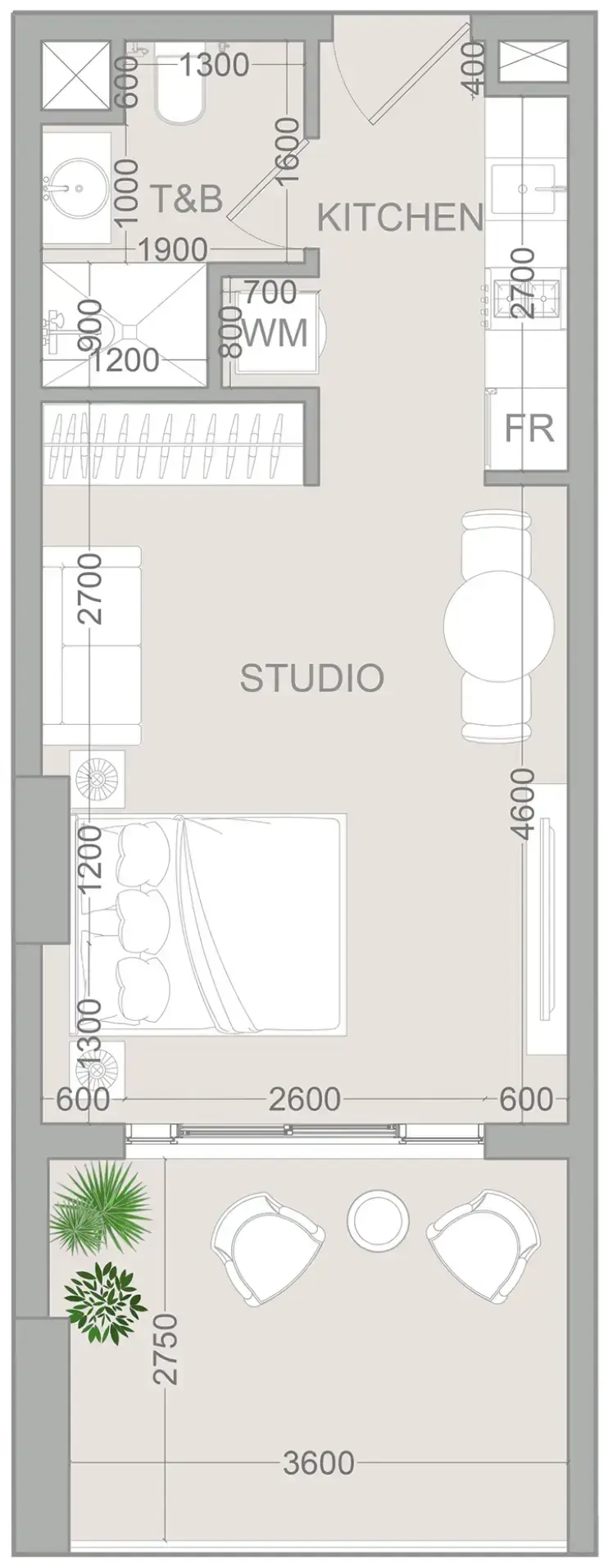 Studio apartments - VERDAN1A 2 floor plan