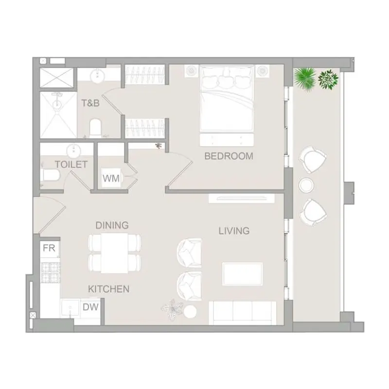 1 bedroom floor plan