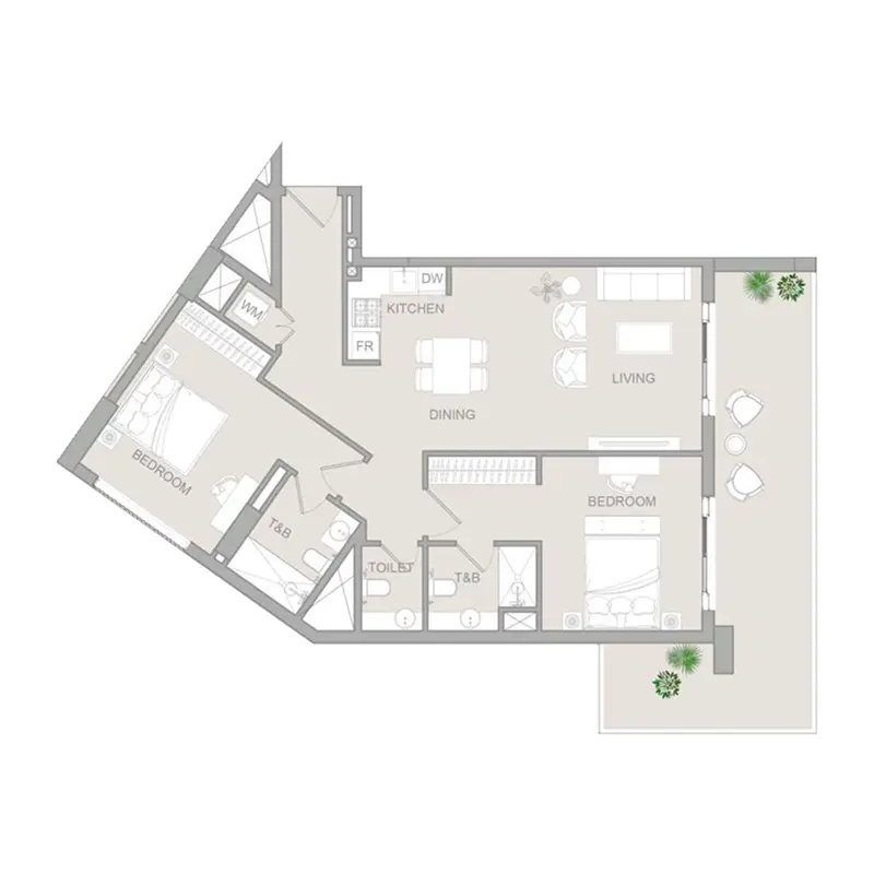 2 bedroom floor plan