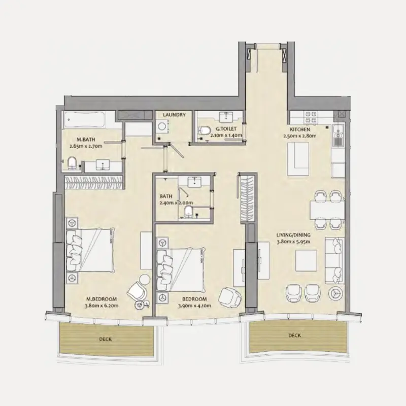 2 bedroom floor plan