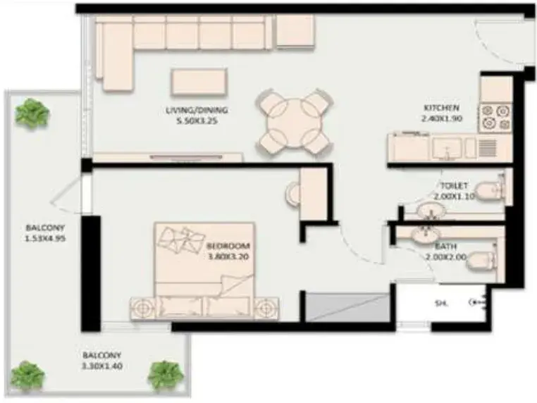 1 Bedroom apartments - Golden Wood Views V floor plan
