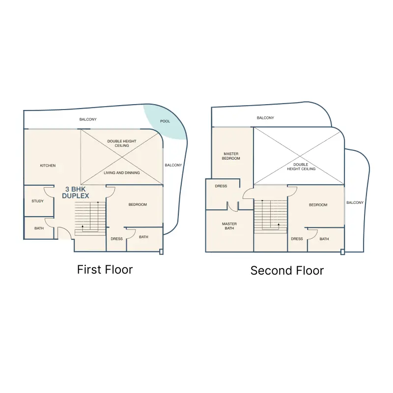 3 bedroom + pool floor plan