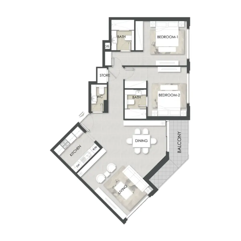 2,5 bedroom floor plan