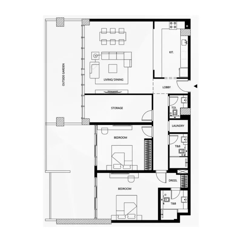 2 bedroom floor plan