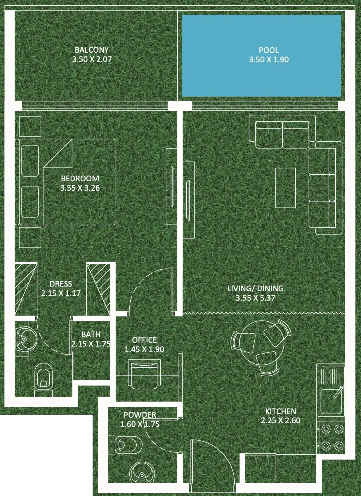 1 Bedroom apartments - Sportz floor plan