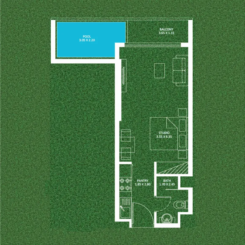 Studio + Pool floor plan