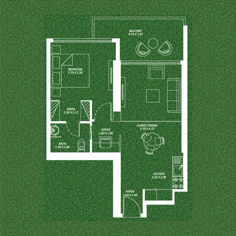 1 bedroom floor plan