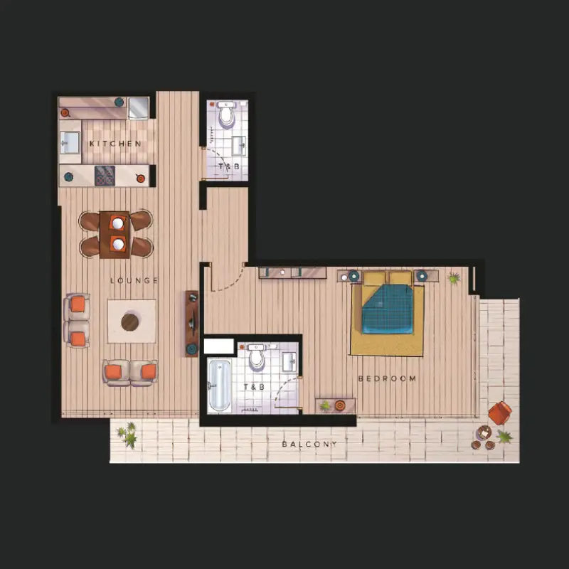 1 bedroom floor plan