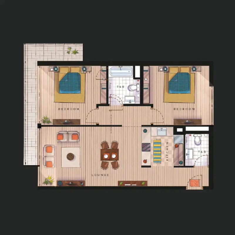 2 bedroom floor plan