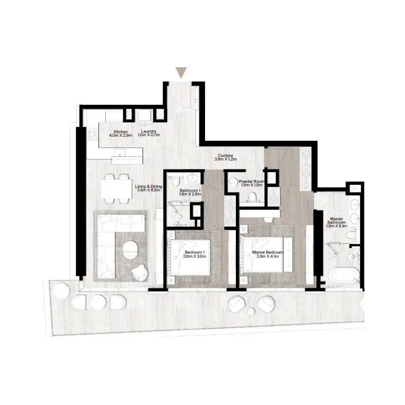 2 bedroom floor plan
