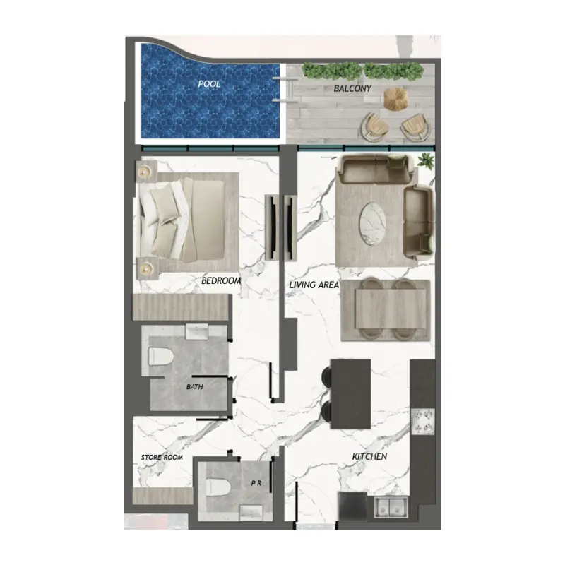 1 bedroom floor plan