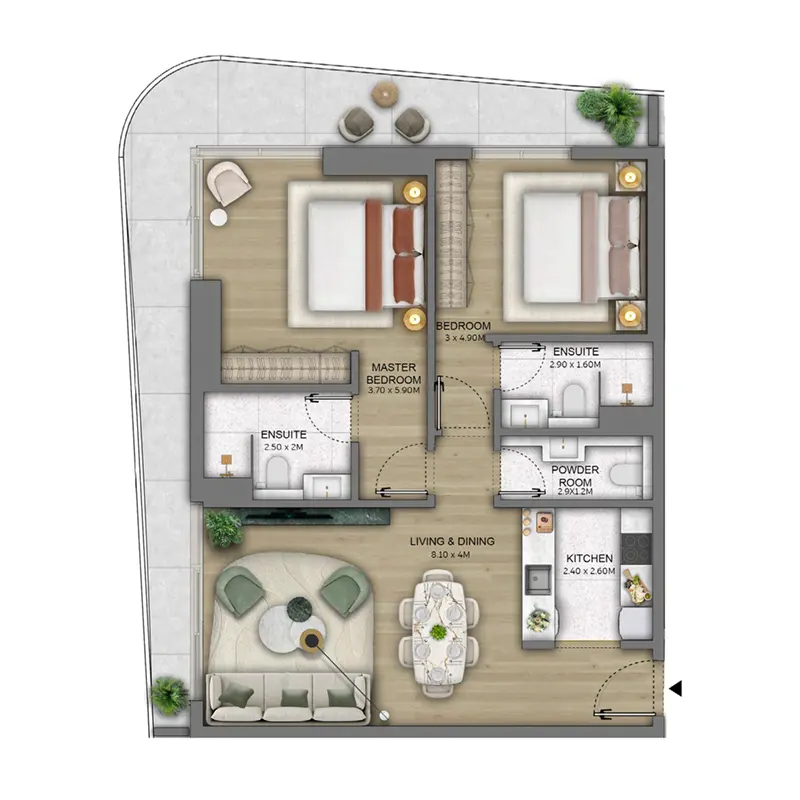 2 bedroom floor plan