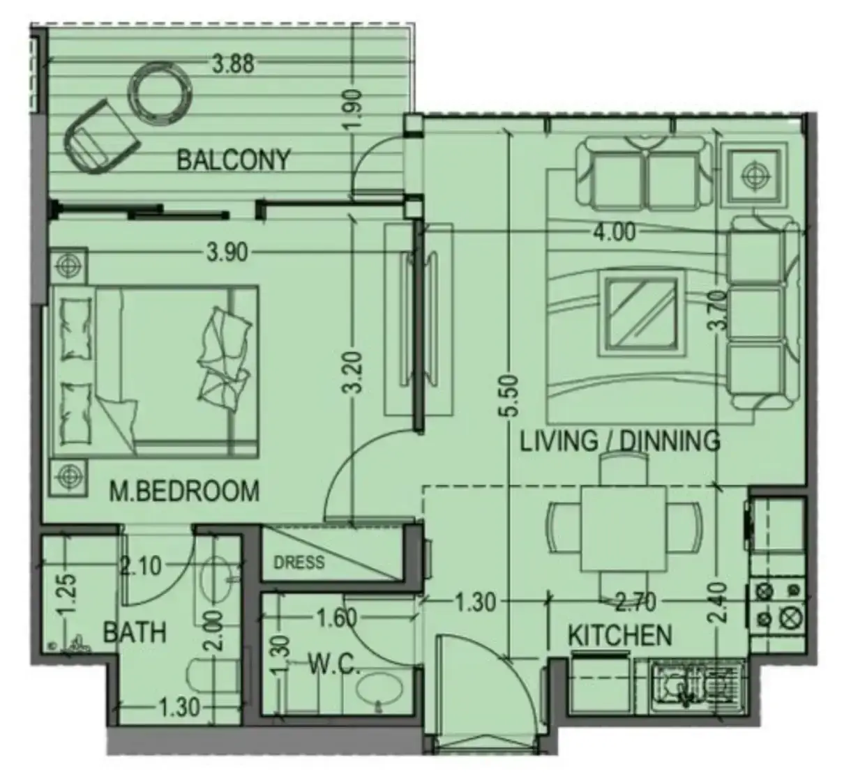 1 Bedroom apartments - Celia Heights floor plan