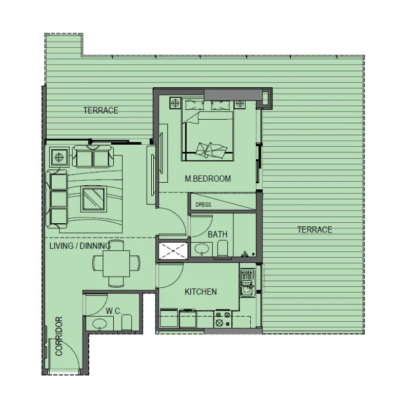 1 bedroom floor plan