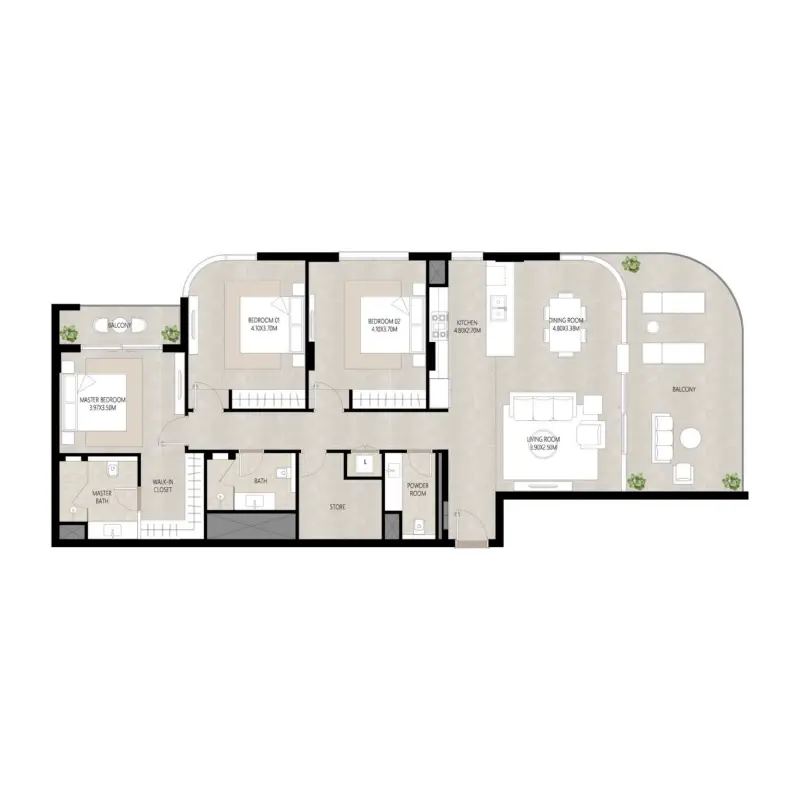 3 bedroom floor plan