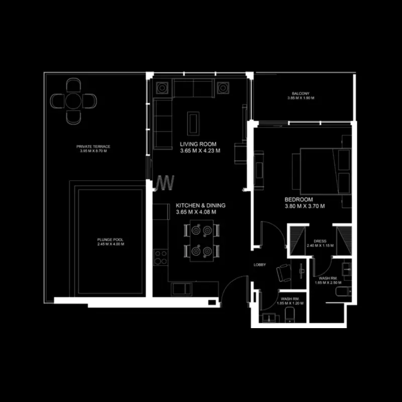 1 bedroom floor plan
