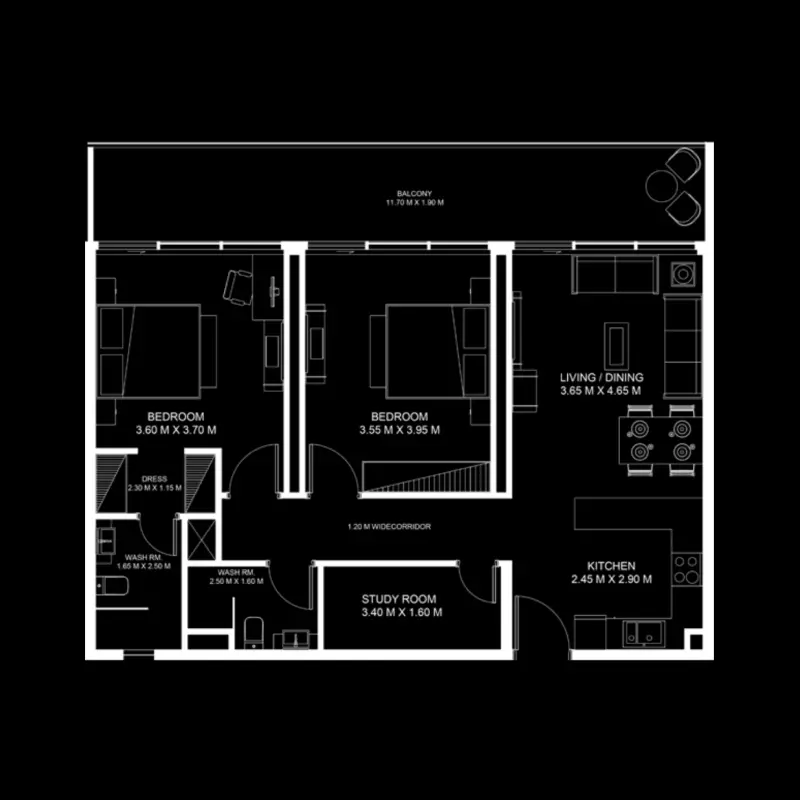 2 bedroom floor plan