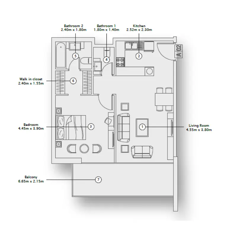 1 bedroom floor plan