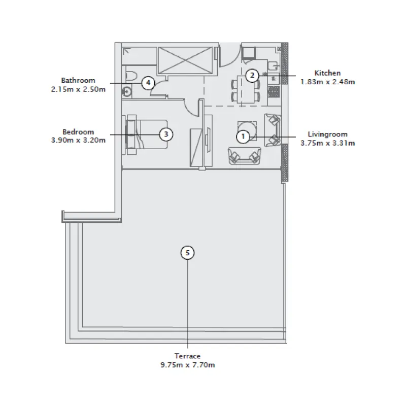 1 bedroom floor plan