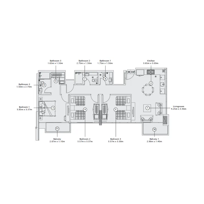 3 bedroom floor plan
