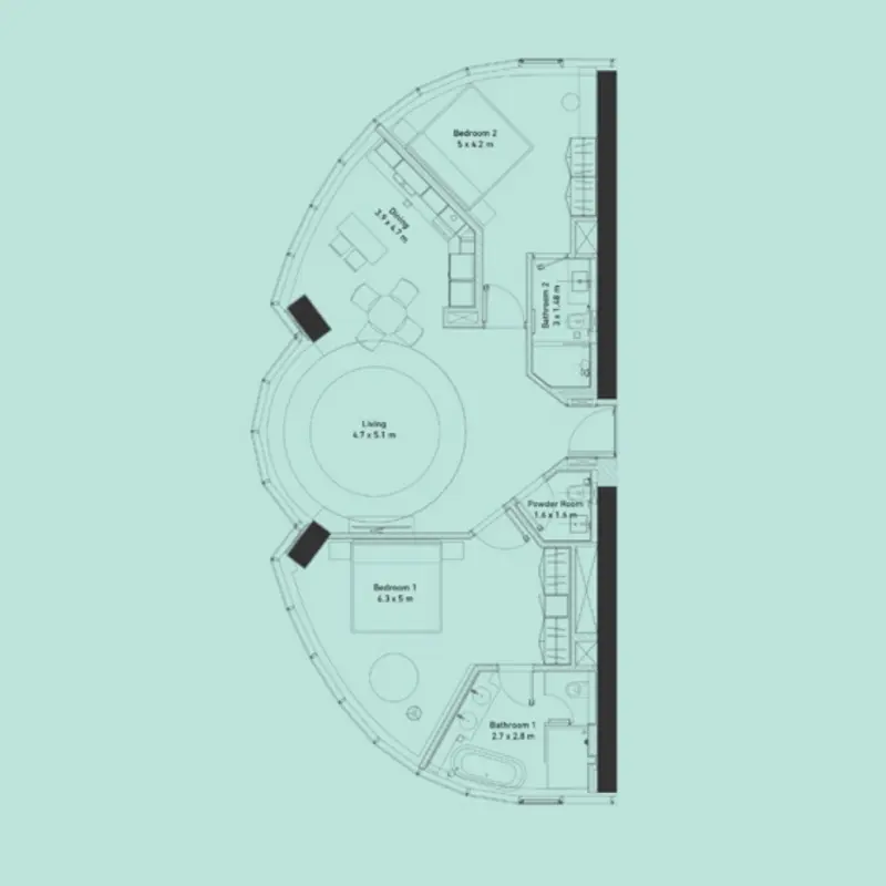 2 bedroom floor plan
