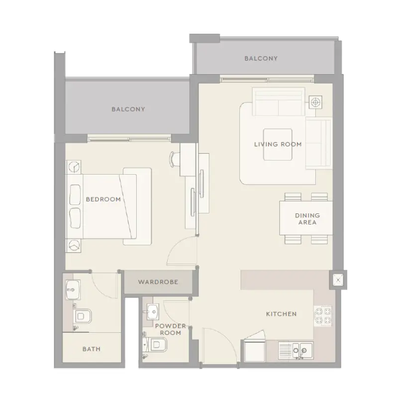 1 bedroom floor plan