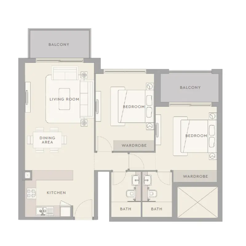 2 bedroom floor plan