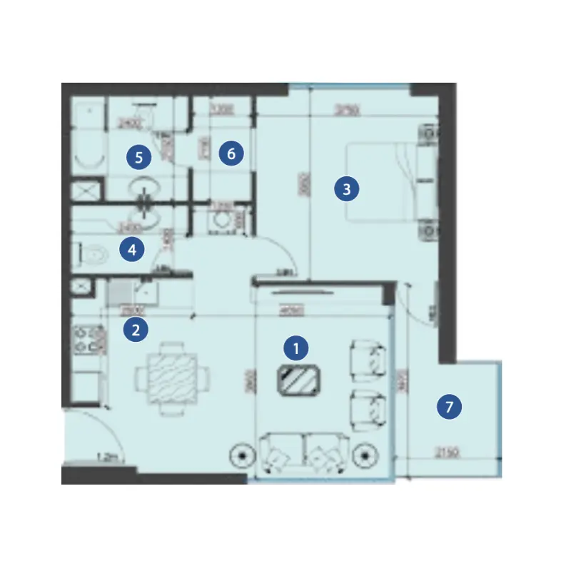 1 bedroom floor plan
