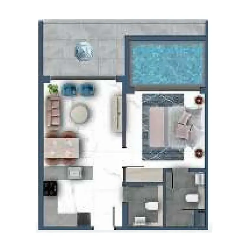 1 Bedroom apartments - Miami floor plan