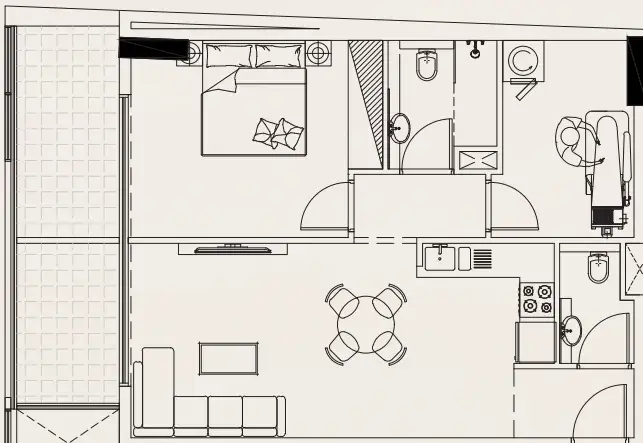 1 Bedroom apartments - Casa Vista Residence floor plan