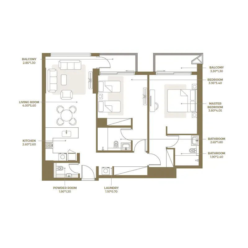 2 bedroom floor plan