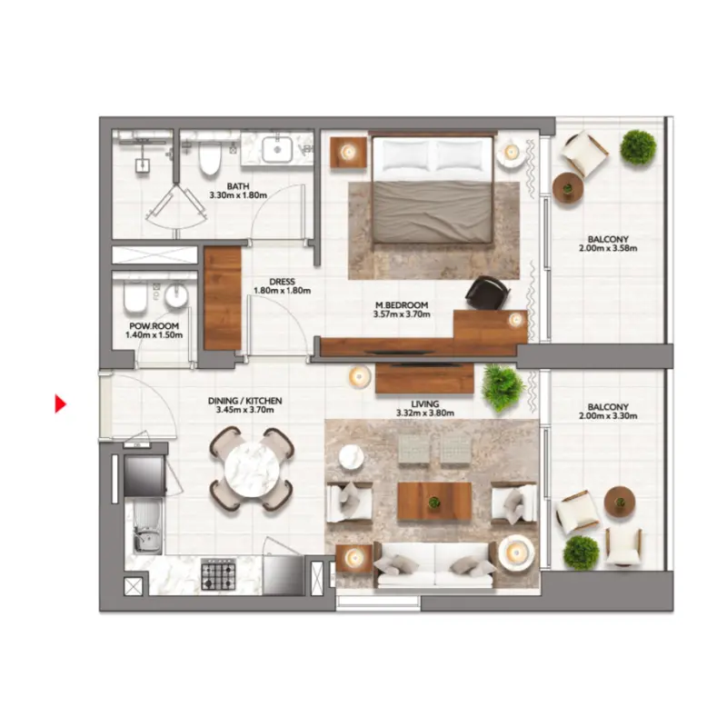 1 bedroom floor plan