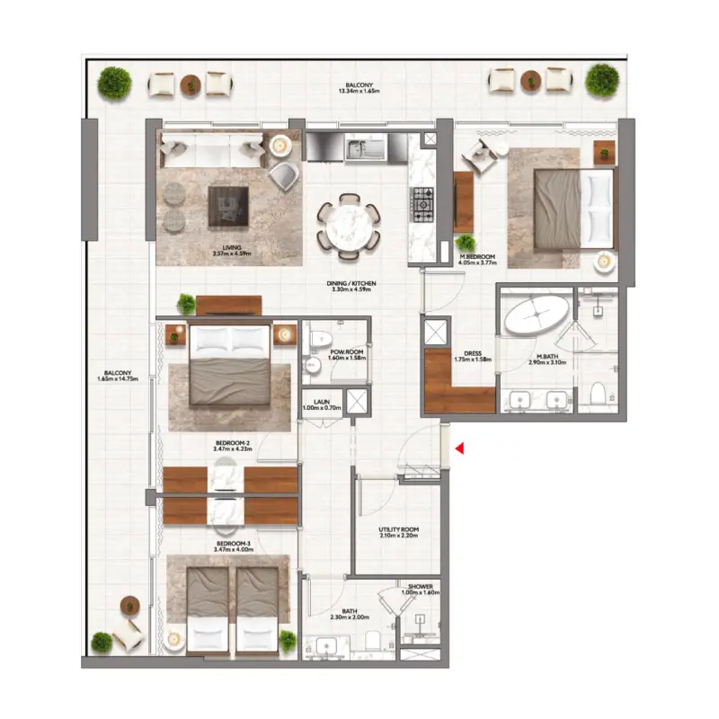 3 bedroom floor plan