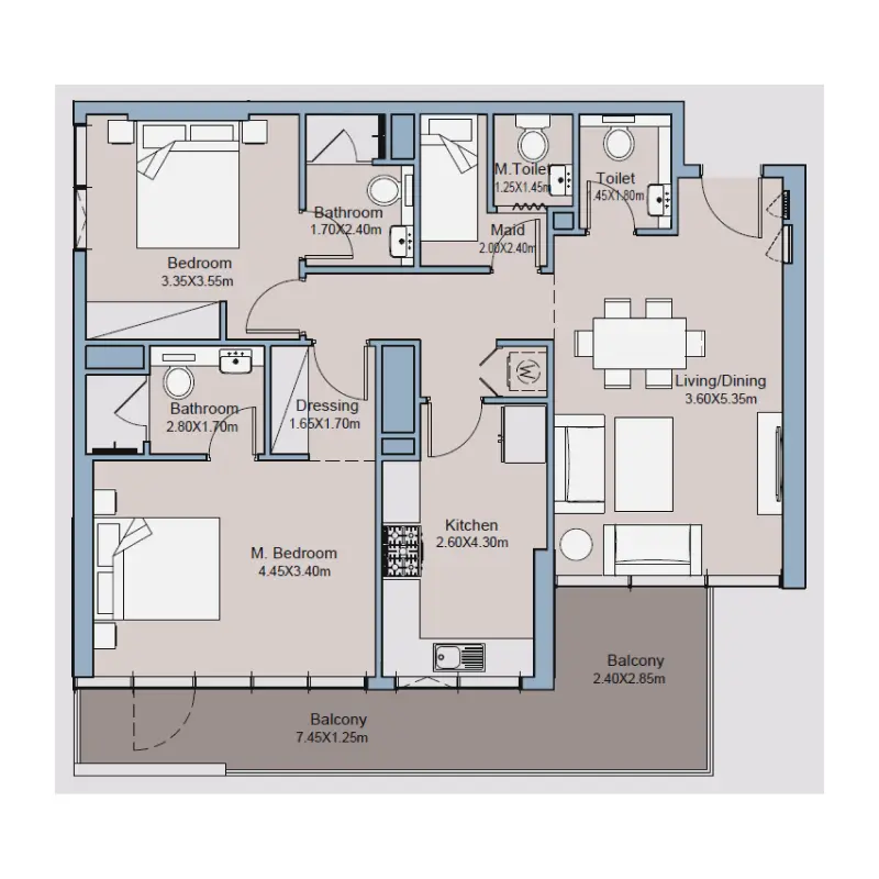 2 bedroom floor plan