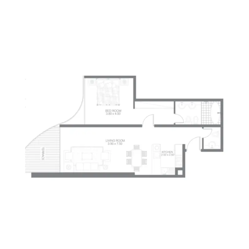 1 bedroom floor plan
