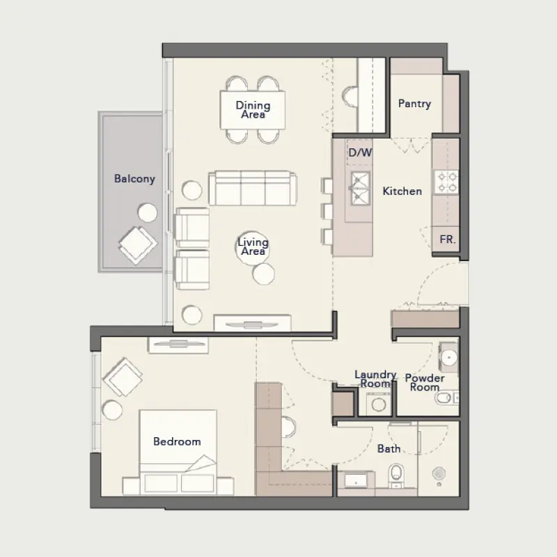 1 bedroom floor plan