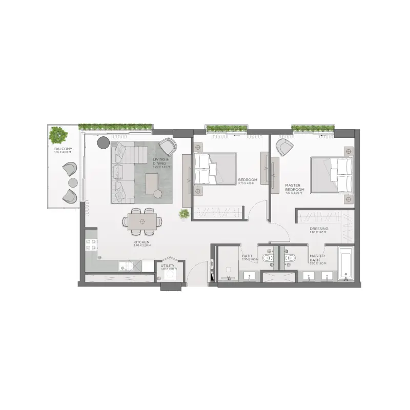 2 bedroom floor plan