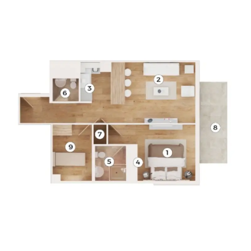 1 bedroom floor plan