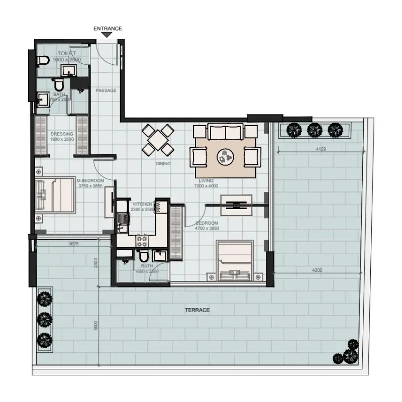 2 bedroom floor plan