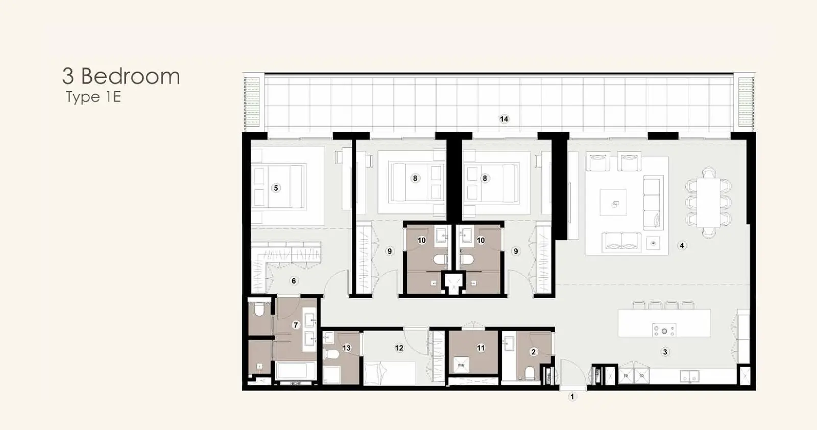 Type 1E floor plan