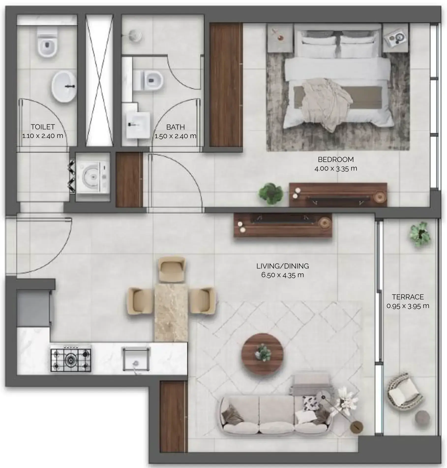 1 Bedroom apartments - Amazonia Residence floor plan