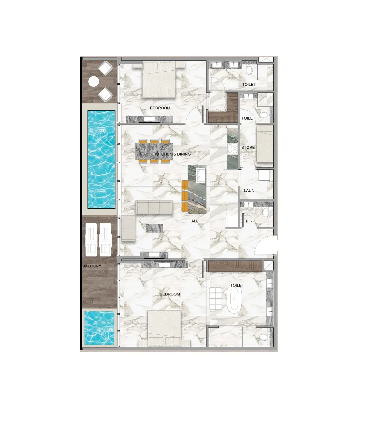 2 Bedrooms apartments - Sky Vista floor plan