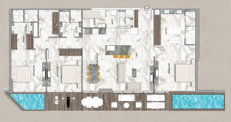3 Bedrooms apartments - Sky Vista floor plan