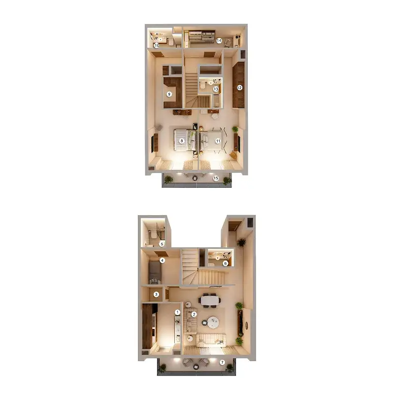 2 Bedrooms duplex - Q Gardens Loft floor plan