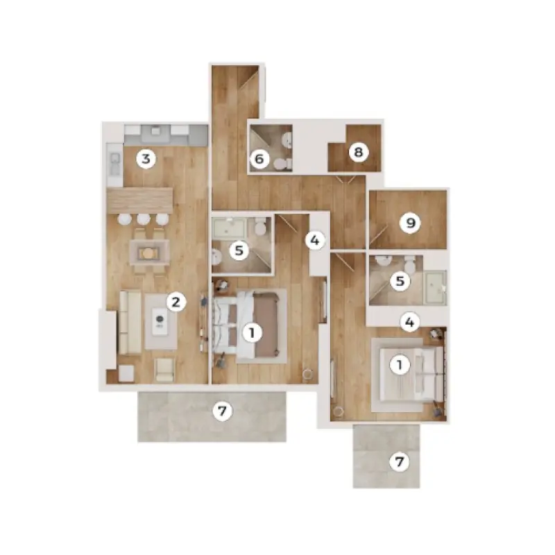 2 bedroom floor plan
