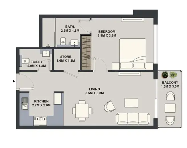 1 Bedroom apartments - Maison Elysee floor plan